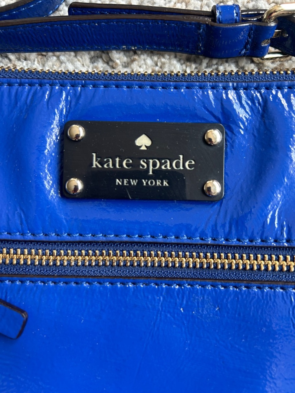 kate spade Tenley Flicker Royal Blue Patent Crossbody Bag